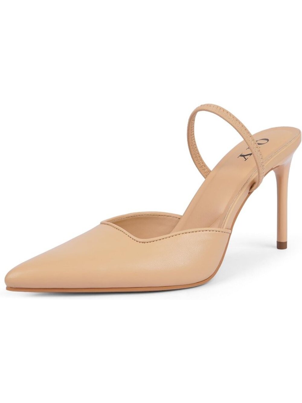 Womens Nude Pu Leather Closed Pointed Toe Sexy Slip On Backless High Heel Sandal